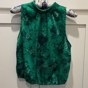 INC International Concepts Green Floral Sleeveless Blouse